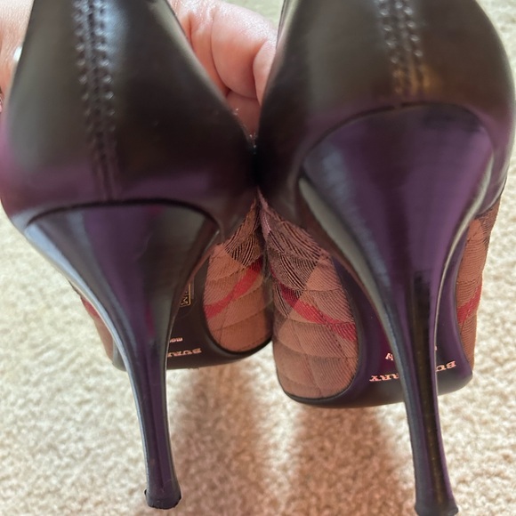 Burberry Black & White Check Pointed Toe Heels - Picture 5 of 6